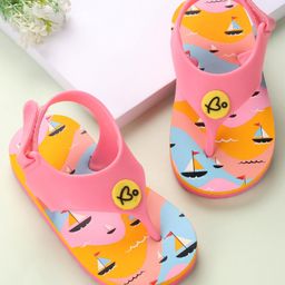 Babyoye Slip On Flip Flops Boat Print-  Pink-picture-25
