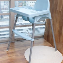 Multi-Functional Portable Folding Feeding Eating Highchair Plastic Kids Baby High Chair With 2 Level Height Adjustment - Blue-11