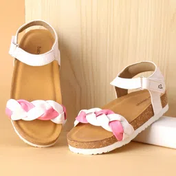 Babyoye Sandals With Velcro Closure & Braid Straps - Pink-picture-1