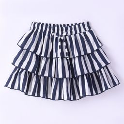 CrayonFlakes Striped Layered Skirt - Navy Blue-image-93