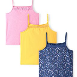 Honeyhap Premium Knit Sleeveless Floral & Polka Dot Printed Slips Pack of 3 - Navy Peony Lavender & Popcorn-image-28