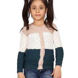 JoE Hazel Full Sleeves Self Designed Colour Blocked Cardigan Sweater - Multi Colour-picture-9