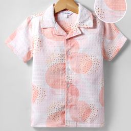 Mark & Mia Cotton Woven Half Sleeves Printed Shirt - White-image-86