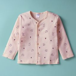 Tango Single Jersey Knit Full Sleeves Front Open Jhablas With Animal Print - Peach-picture-11