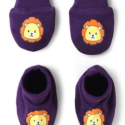 Babyoye 100% Cotton Lion Printed Mittens & Booties Set - Navy Blue-image-40