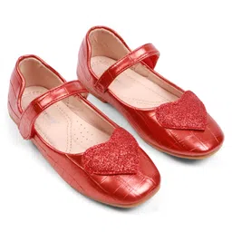 Cute Walk by Babyhug Velcro Closure Ballerina With Heart Applique - Red-picture-37