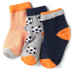 Cute Walk by Babyhug Knit Ankle Length Anti Bacterial Socks with Stripes & Ball Design Pack of 3 - Multicolor-picture-14