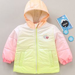 Babyhug Full Sleeves Hooded Jacket Color BlockPattern with Heart Patch - Multicolour image 2