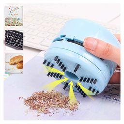 KolorFish  Mini Crumb Vacuum Cleaner Portable Desktop Sweeper Handheld Cordless Multi function  -Blue image 2