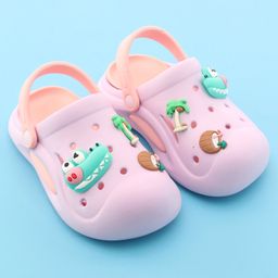 Oh! Pair Slip On Clogs with Croc Applique & Back Strap - Purple image 2