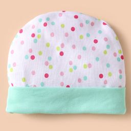 Ben Benny Interlock Knit Cap Mittens And Booties Set with Polka Dot Print White & Light Green - Diameter 10 cm image 3
