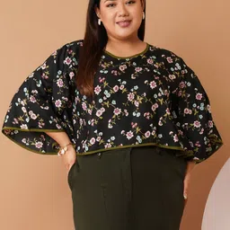 U&F Beyond Floral Print Plus Size Cape Sleeve Kaftan Top-picture-16