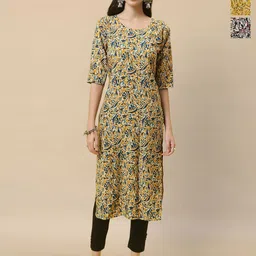 HERE&NOW Selection Of 3 Abstract Printed Round Neck Straight Kurta-6