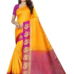 MIJAASHREE FASHION Yellow Pure Cotton Sarees-picture-32