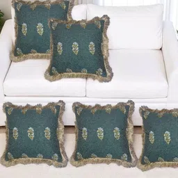 CASA-NEST Teal Set of 5 Square Cushion Covers-20
