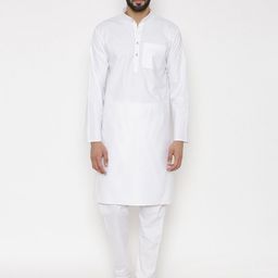 Wintage Men White Solid Kurta with Pyjamas-image-96