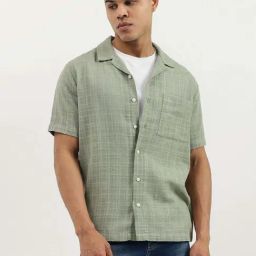 United Colors Of Benetton Green Cotton Relaxed Fit Checks Shirt-picture-9