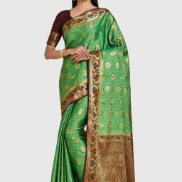 Mimosa Green Woven Sarees With Blouse-image-66