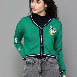 SmileyWorld Green Printed Cardigan-image-40