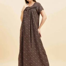Sweet Dreams Brown Printed Night Gown-image-20