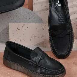 Jove Women's Black Casual Loafers-image-24