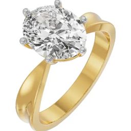 Emori 14k Yellow Gold & Diamond Oval Solitaire Engagement Ring-picture-7