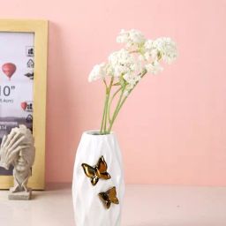Tayhaa White Ceramic Geometric Flower Vase-image-82