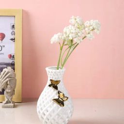 Tayhaa White Ceramic Geometric Flower Vase-image-84