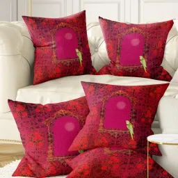 Bianca Red & Green Digitally Printed Cushion Cover - Set Of 5 image 1