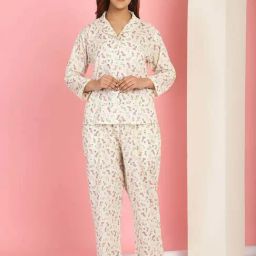 TAG 7 White Cotton Printed Shirt Pyjamas Set-picture-11