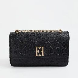 Elle Black Textured Sling Handbag-image-19