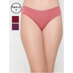 Clovia Cotton Spandex Low Waist Outer Elastic Bikini Panty - Multi-Color (Pack of 3)-picture-8