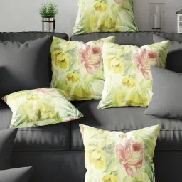 Bianca Yellow & Green Digitally Printed Cushion Cover - Set Of 5 image 1