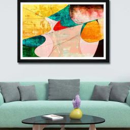 999store Yellow & Green Printed Abstract Art Canvas Painting-image-23