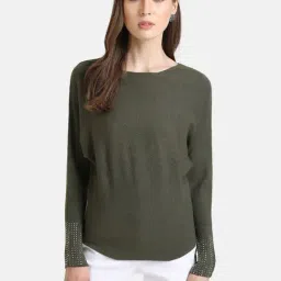 Kazo Olive Embellished Pullover-image-21