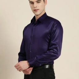 Hancock Purple Satin Slim Fit Shirt-image-96