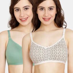 Rosaline by Zivame Assorted Printed Half Coverage Double Layered T-Shirt Bra - Pack of 2-image-98