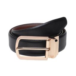 Teakwood Leathers Black & Brown Textured Leather Formal Reversible Belt-image-74