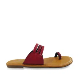 The Madras Trunk Women's Nila Red Toe Ring Sandals-image-73