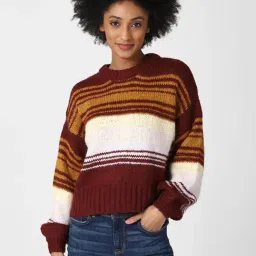 Forever 21 Maroon & White Striped Sweater-picture-24