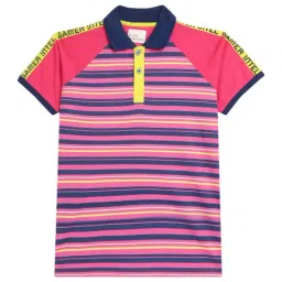 Blue Giraffe Kids Multicolor Striped Polo T-Shirt-30
