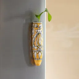 ExclsuiveLane Mughal Tales Yellow Ceramic Magnetic Fridge Planter-image-35