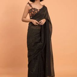 Suta Black Cotton Woven Saree Without Blouse-image-23