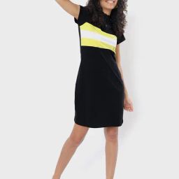 Bewakoof Black Striped T Shirt Dress-image-72