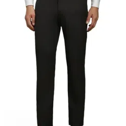 Louis Philippe Black Cotton Slim Fit Printed Trousers-picture-1
