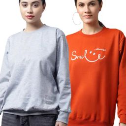 Vimal Jonney Grey & Orange Printed Fleece Pullover - Pack of 2-picture-40