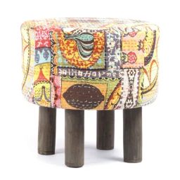 Ikiriya Morgan Printed Multicolor Wood Ottoman-image-25