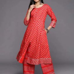 Libas Red Printed A Line Kurta-picture-4