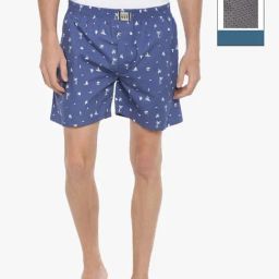 Force NXT Blue & Grey Cotton Regular Fit Printed Boxers - Pack Of 2-image-46