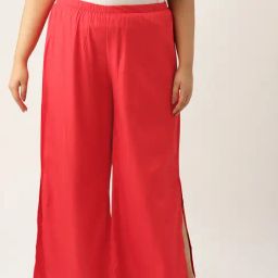 theRebelinme Red High Rise Regular Fit Palazzos-picture-4